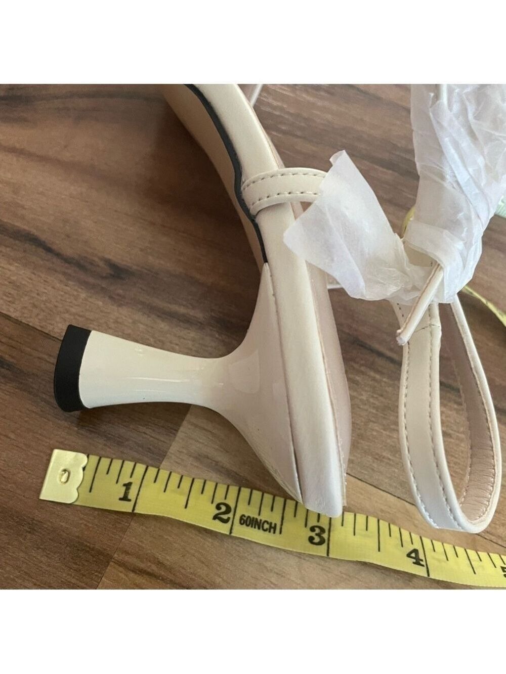ZBY T Strap Heels Cream Black Women's Size 9.5 - Picture 13 of 13